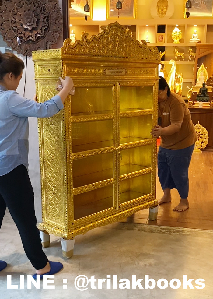 ตู้พระไตรปิฎก ปิดทอง สำหรับใส่หนังสือพระไตรปิฎก 91 เล่ม ภาษาไทย